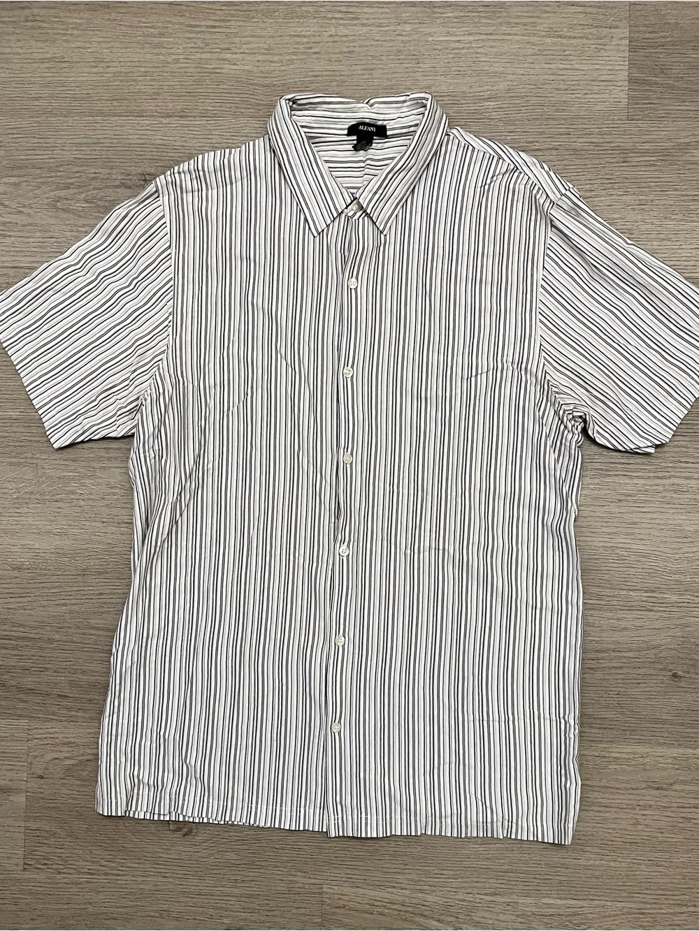 Alfani Men's Black and White Striped Button Down Short Sleeve Shirt XXL Soft